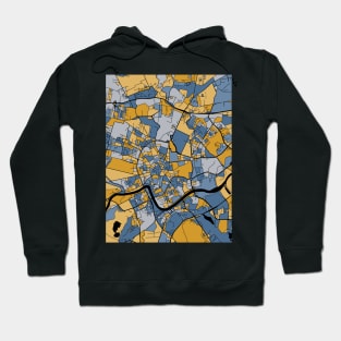 Kraków Map Pattern in Blue & Gold Hoodie